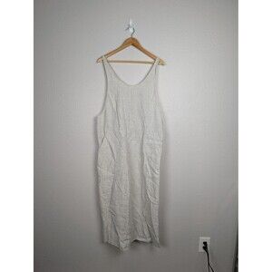 Crossroads Woman Linen Dress 16W Beige Sleeveless Pinafore
